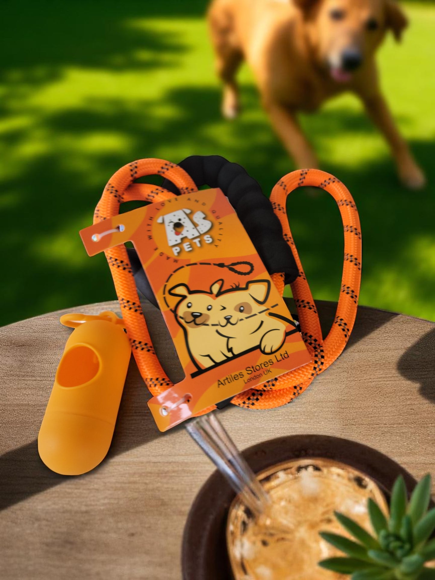 5 ft Leash with waste bag dispenser