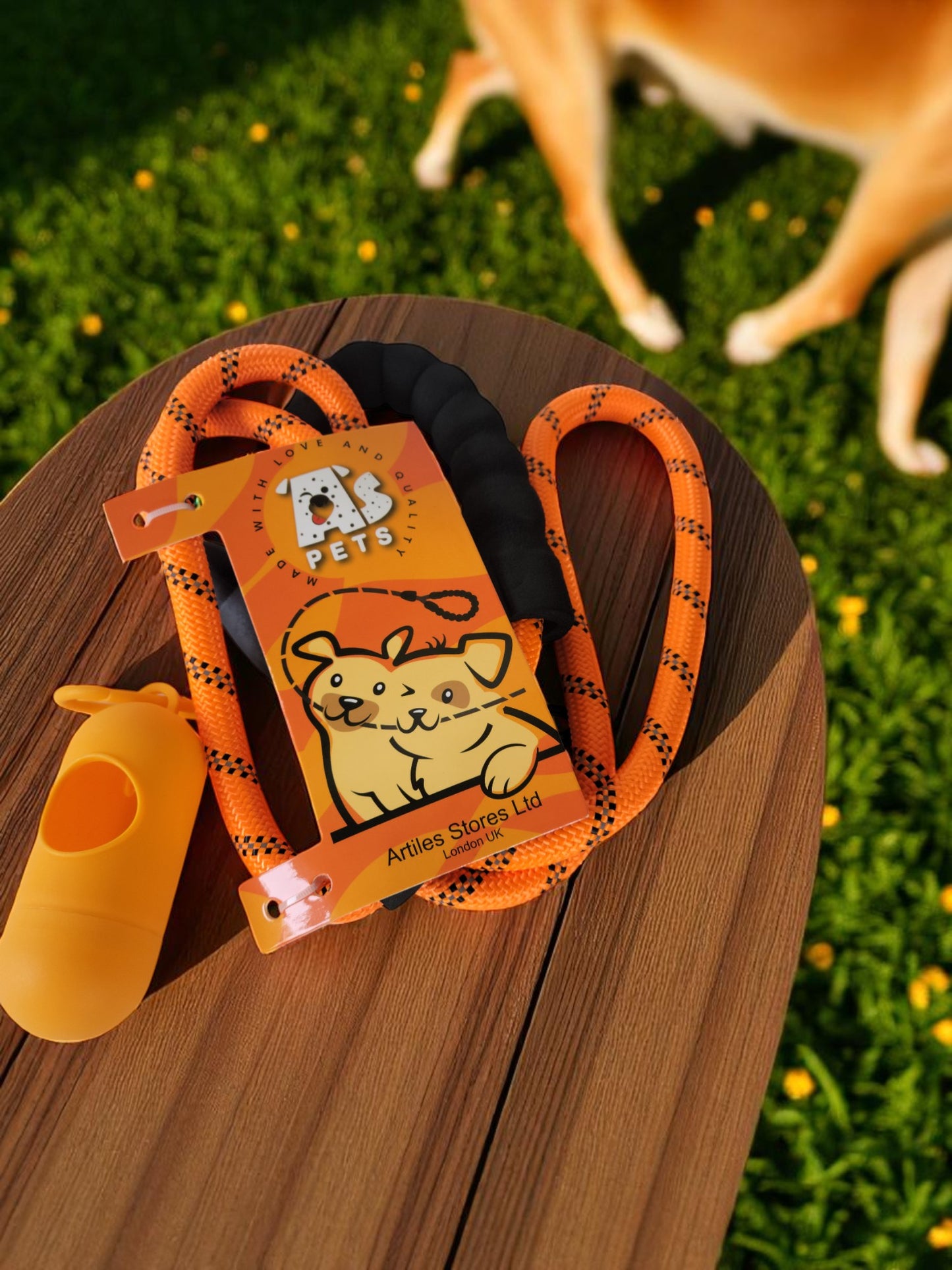 5 ft Leash with waste bag dispenser
