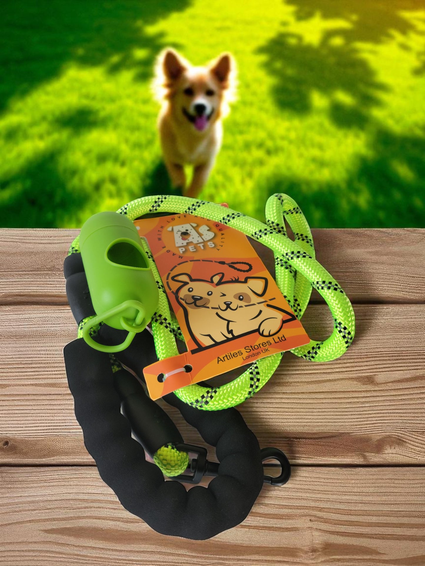5 ft Leash with waste bag dispenser