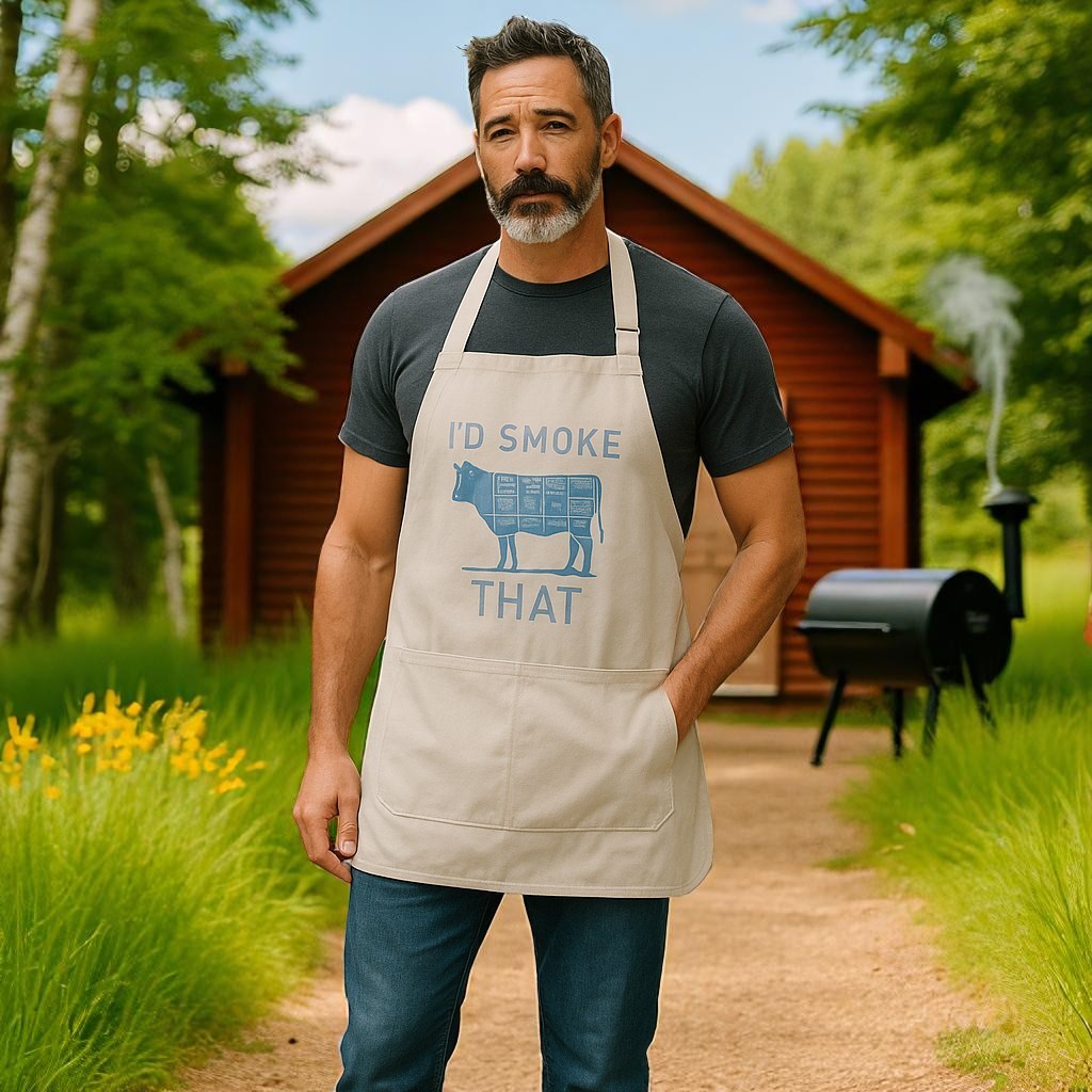 Cotton apron with "I'd Smoke That"