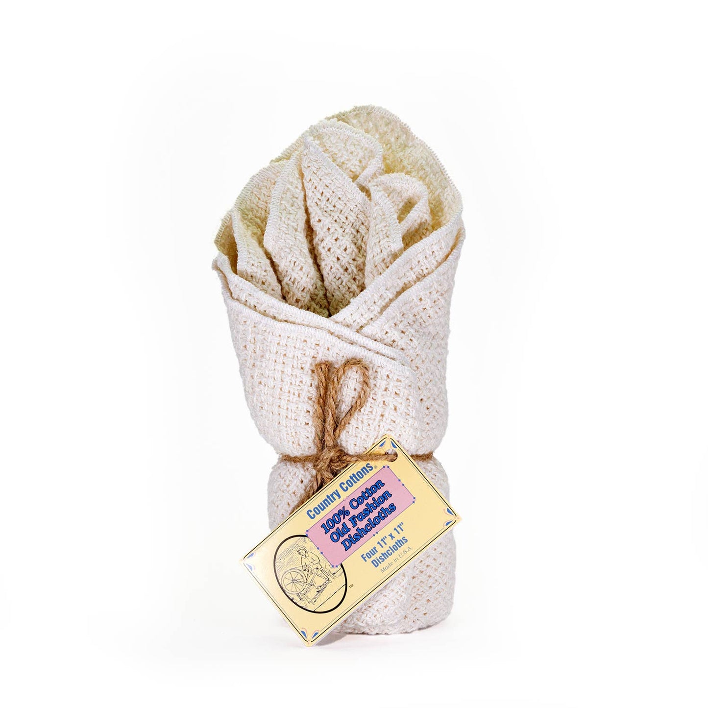 100% cotton dishcloths in bundles of 4 made in America