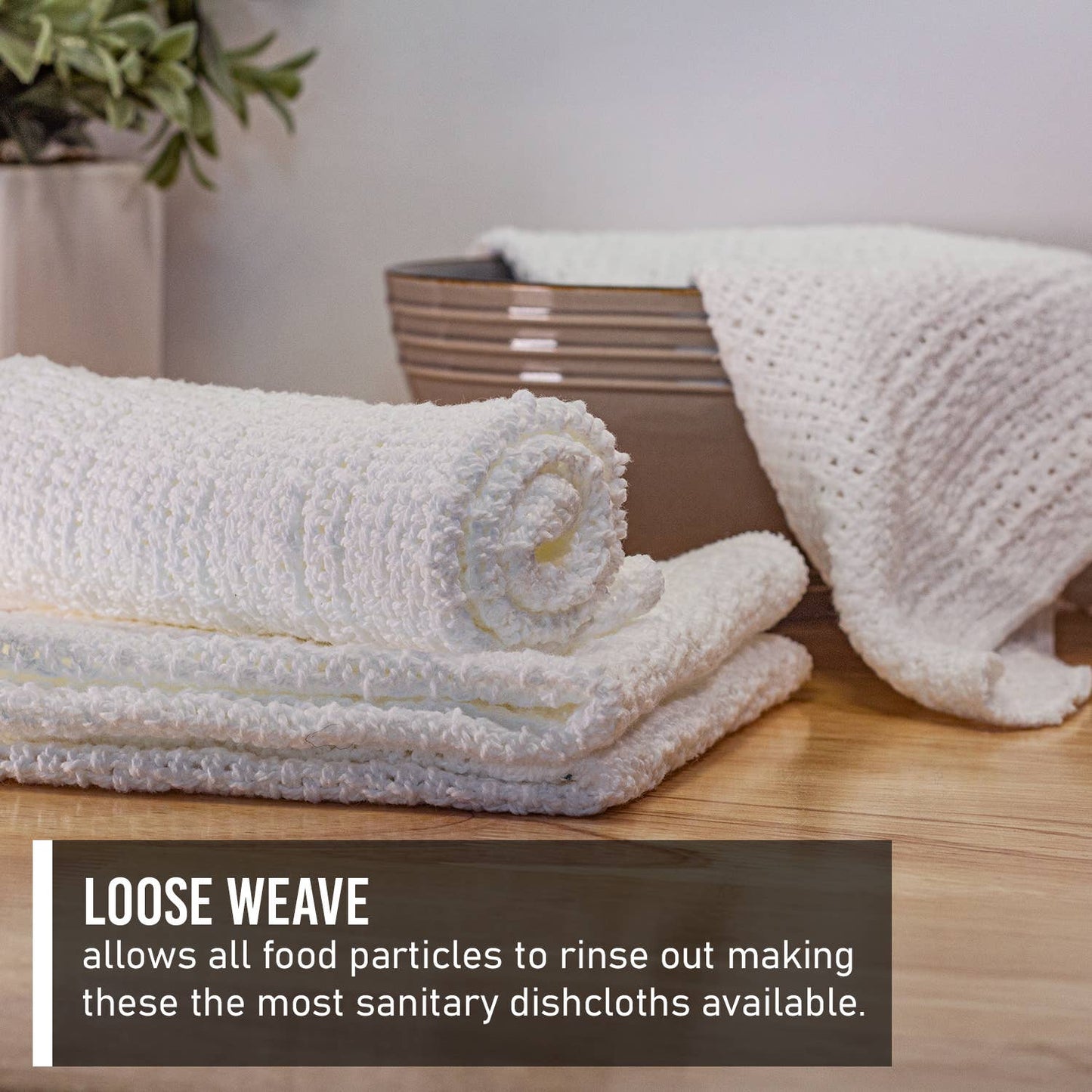 100% cotton dishcloths in bundles of 4 made in America