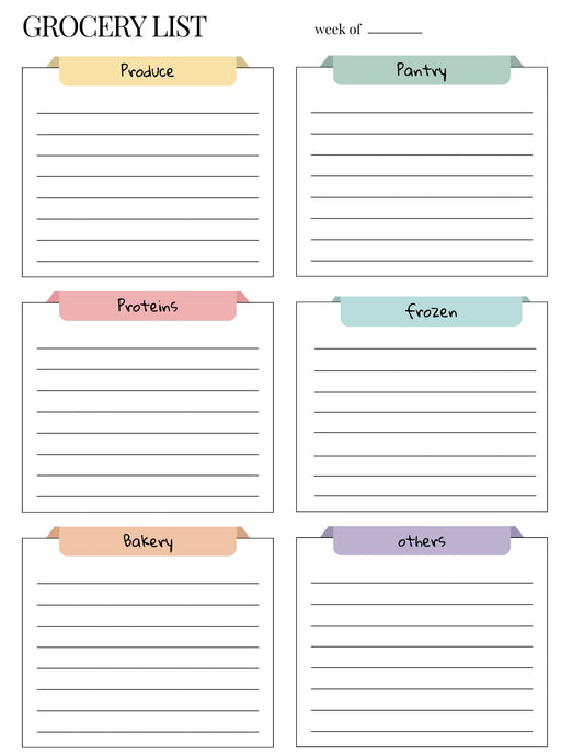 Digital Download Grocery List and Meal Organizer Printables