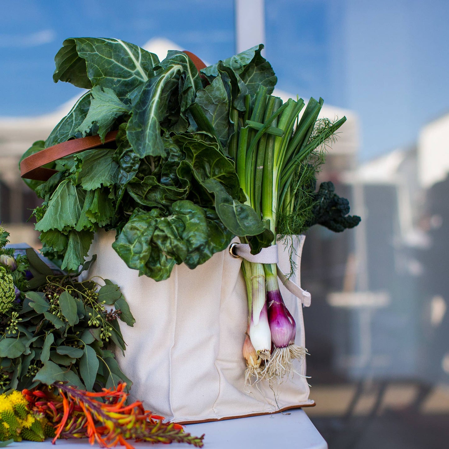 Heavy Canvas Tote Bag | Reusable Multi-Pocket Market Tote