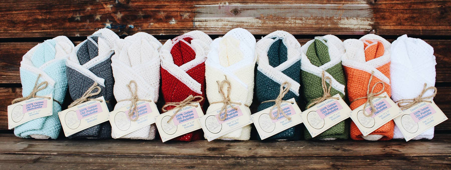 100% cotton dishcloths in bundles of 4 made in America