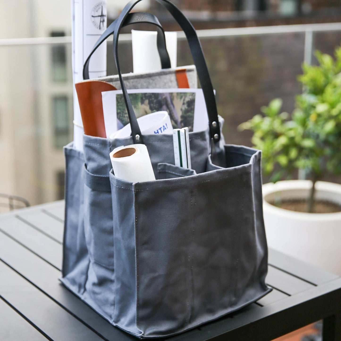 Heavy Canvas Tote Bag | Reusable Multi-Pocket Market Tote