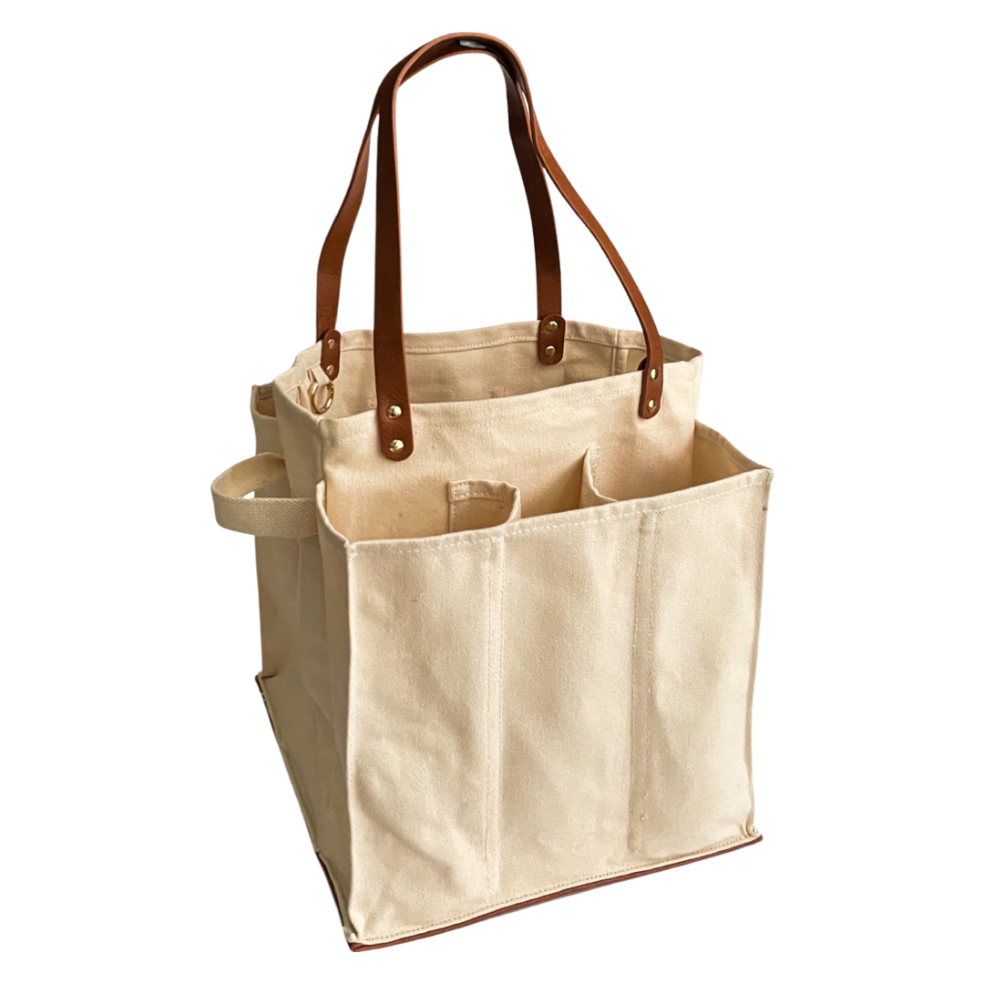 Heavy Canvas Tote Bag | Reusable Multi-Pocket Market Tote