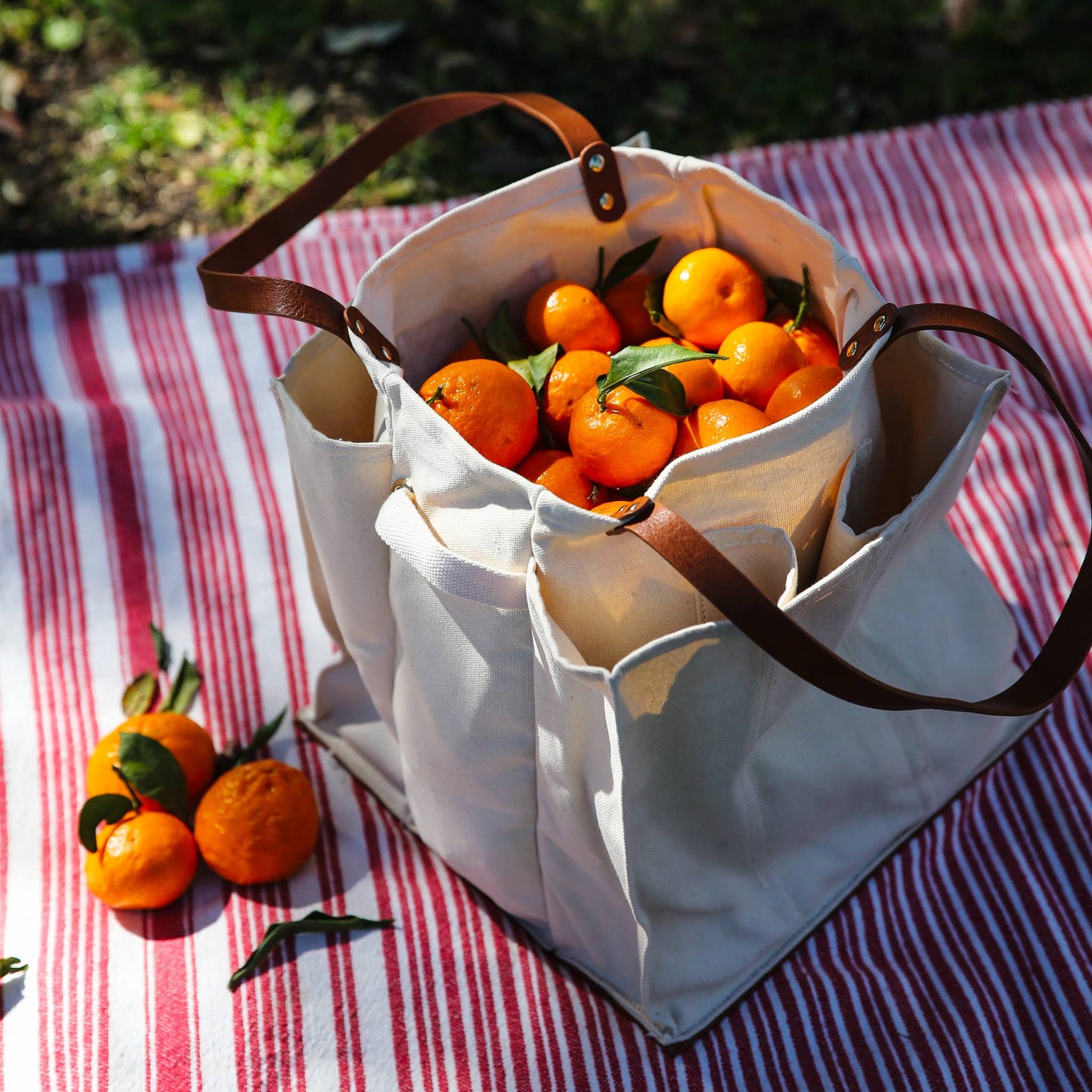 Heavy Canvas Tote Bag | Reusable Multi-Pocket Market Tote