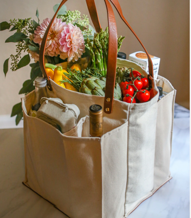 Heavy Canvas Tote Bag | Reusable Multi-Pocket Market Tote