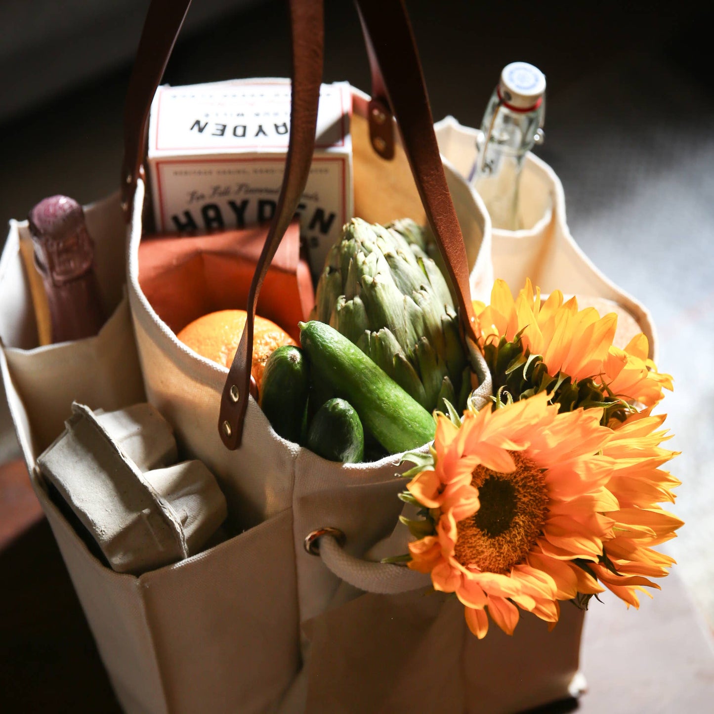 Heavy Canvas Tote Bag | Reusable Multi-Pocket Market Tote