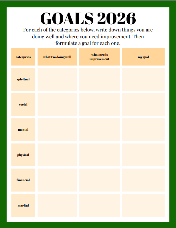 Goal worksheet