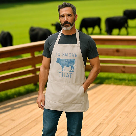 Cotton apron with "I'd Smoke That"